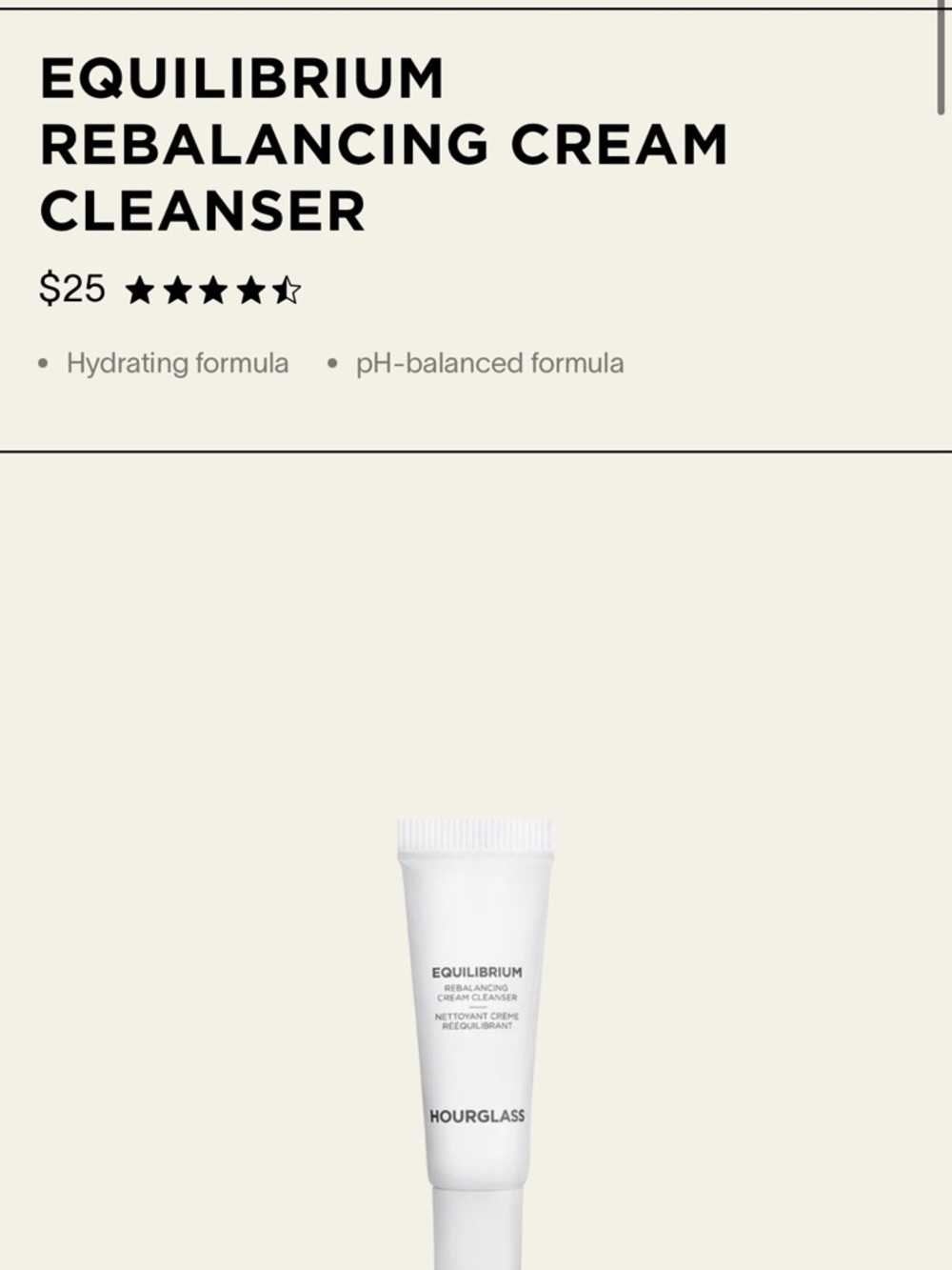 Hourglass EQUILIBRIUM REBALANCING CREAM CLEANSER .91 fl oz